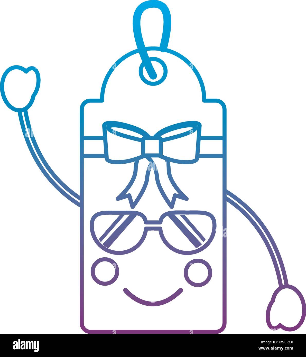 Cadeau ou étiquette de prix lunettes heureux icône emoji vecteur d'image illustration design bleu au violet ombre line Illustration de Vecteur