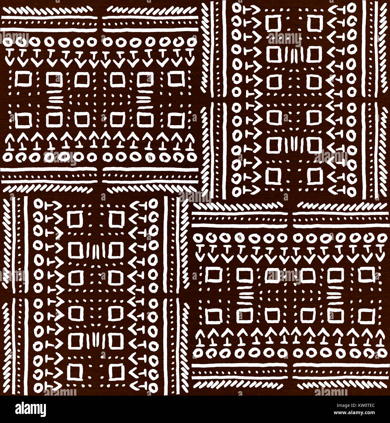 Peinture Aborigenes Tribales Africaines Motifs Geometriques Modele Sans Couture Fond Brun Faire Pivoter Le Modele Photo Stock Alamy