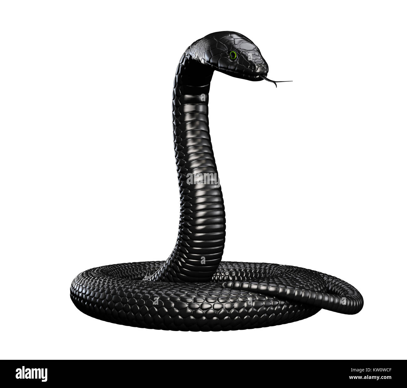 Serpent noir isolé sur fond blanc. 3D illustration Banque D'Images