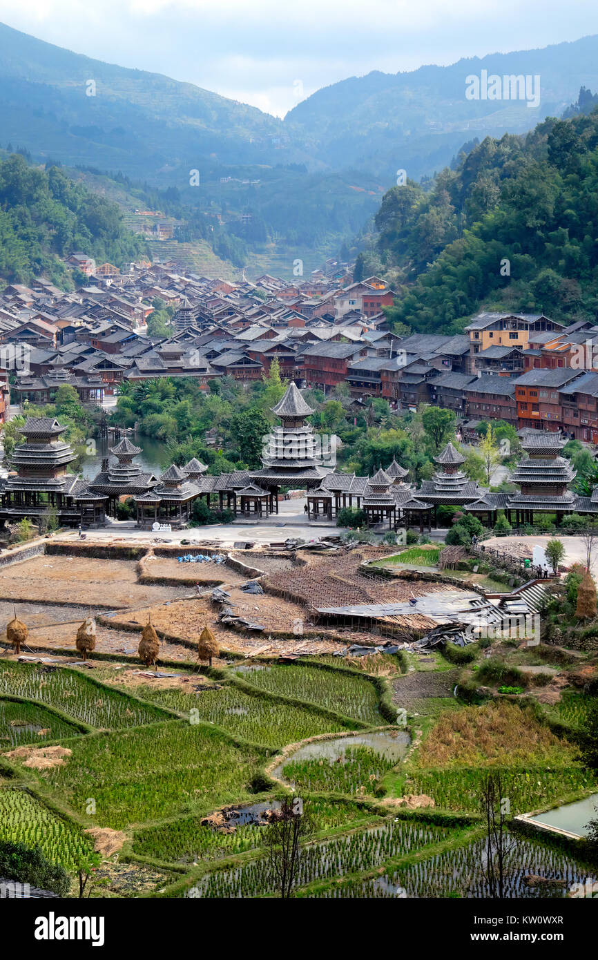 Village Zhaoxing Liping, comté, province de Guizhou, Chine Banque D'Images