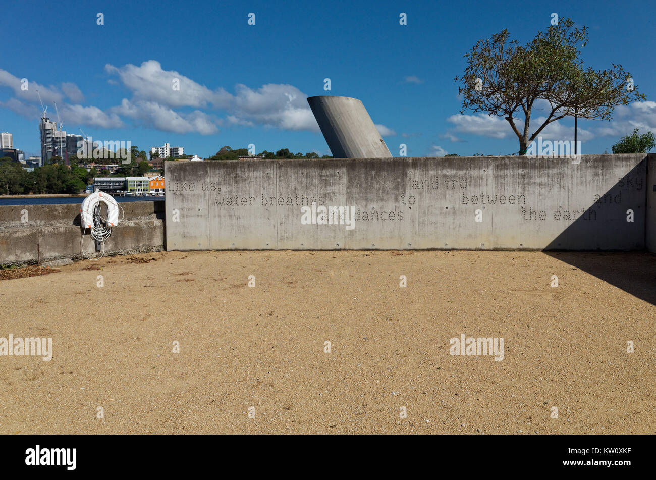 Mur de la poésie au point de Ballast Monument Park à Sydney Australie Banque D'Images