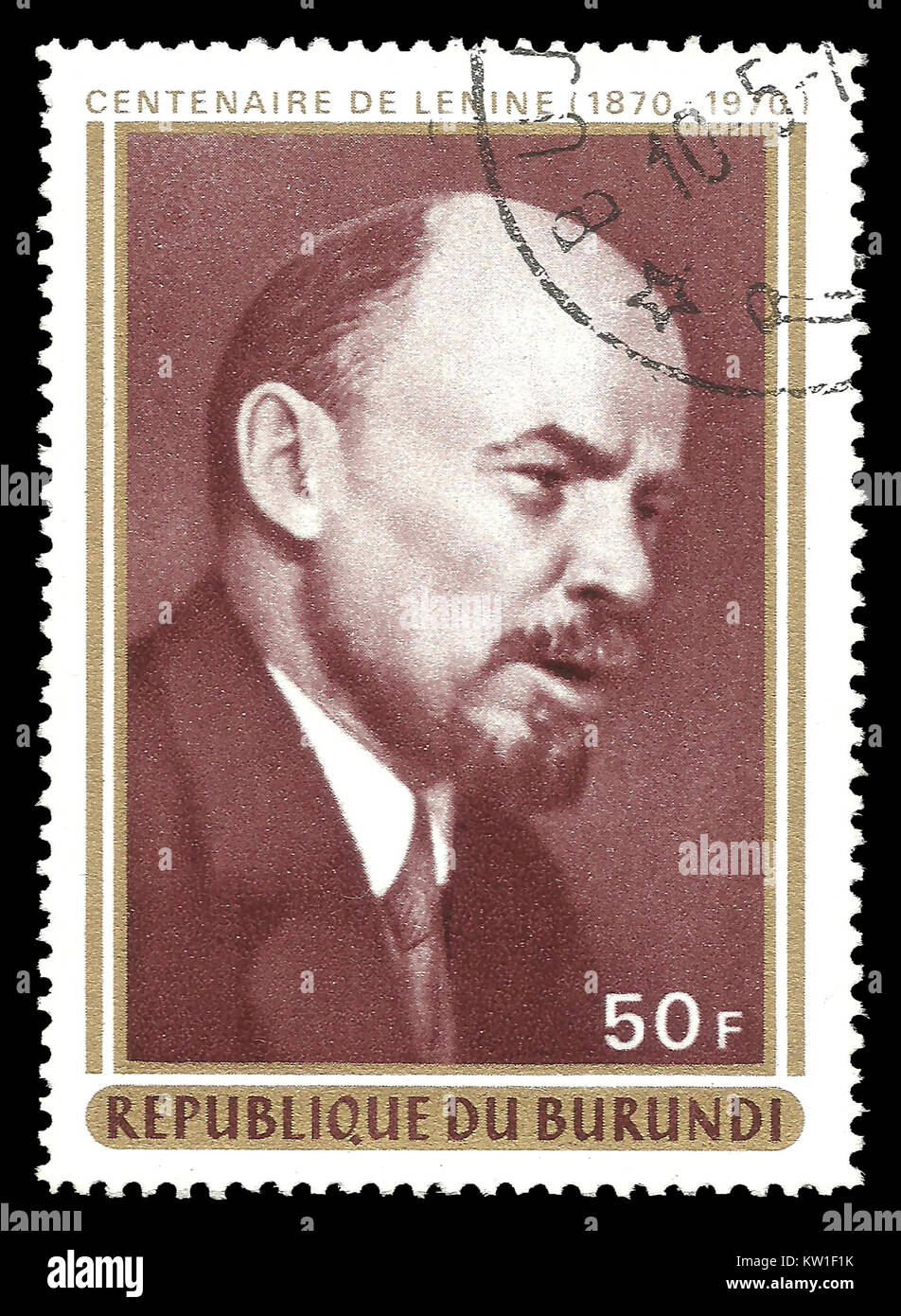 Burundi - timbres en 1970 : Couleur edition le centenaire de Lénine, Spectacles Portrait de Vladimir Lénine Banque D'Images