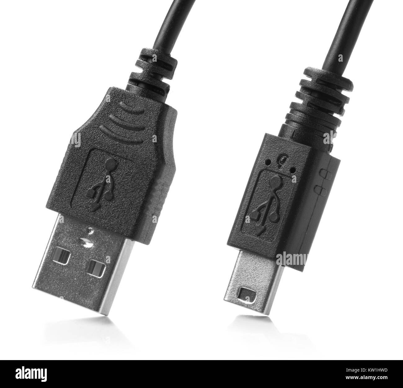 De deux prises USB noir Banque D'Images