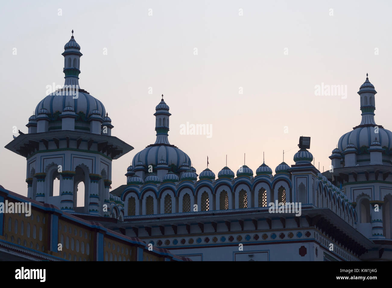 Janakpur, Népal. Coucher de soleil sur Janaki Mandir Banque D'Images