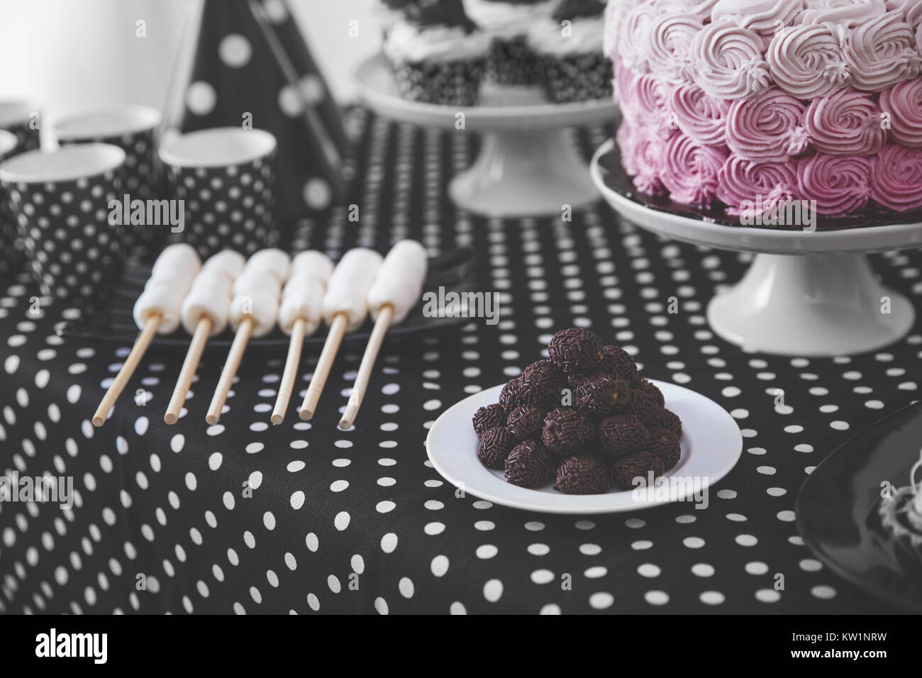 Noir Et Blanc Decoration De Fete D Anniversaire Photo Stock Alamy