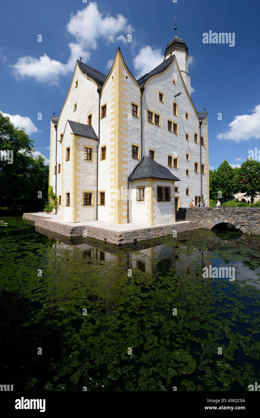 Chemnitz, château à douves brook Klaffen Wasserschloss Klaffenbach, Banque D'Images