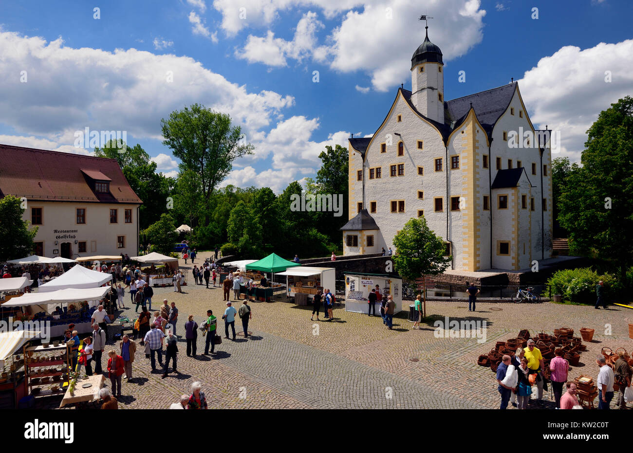 Chemnitz, château à douves brook Klaffen Wasserschloss Klaffenbach, Banque D'Images