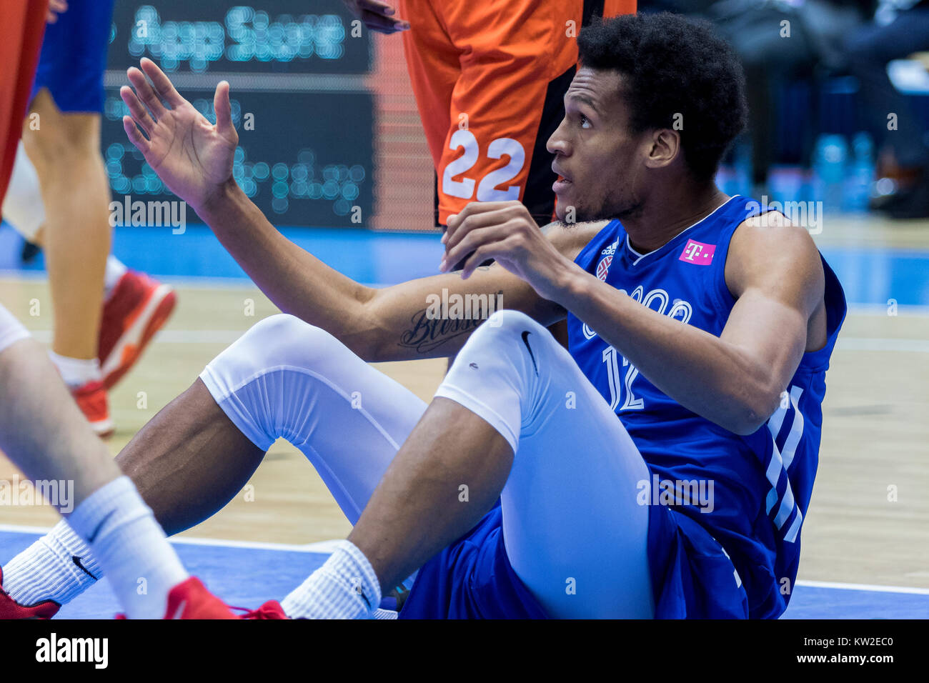 ZAGREB, CROATIE - 15 décembre 2017 : HT ligue Premijer KK KK Cibona Zagreb Cedevita vs. Hubert Cleveland Melvin III (12) Banque D'Images