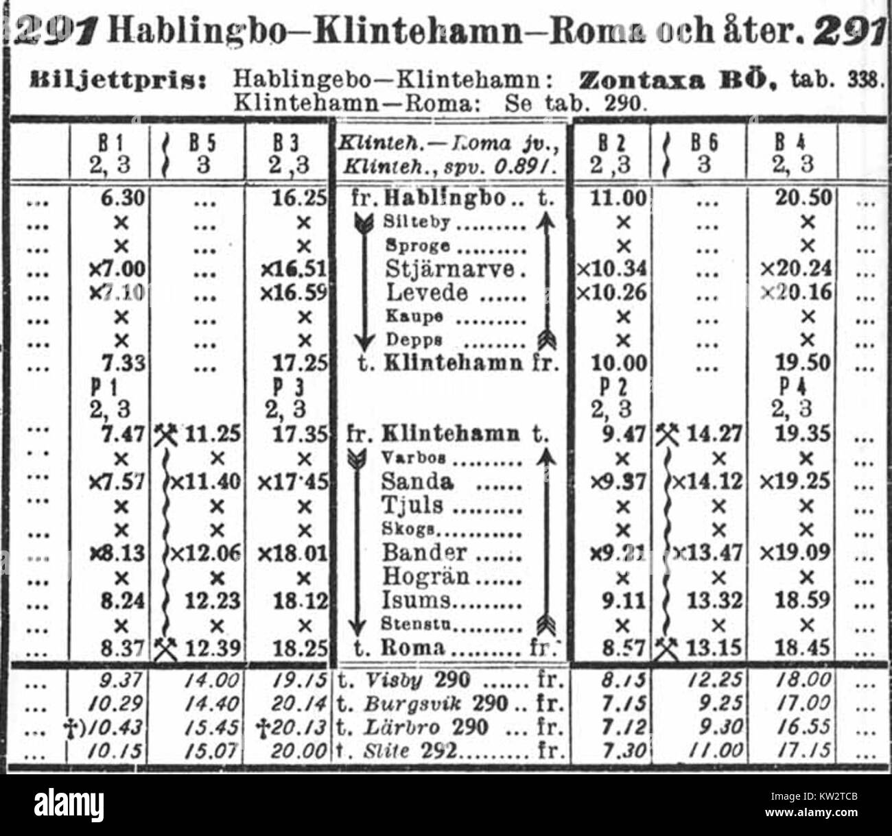 Un horaire de 1930 pour le chemin de fer KLRJ, détaillant l'horaire des trains circulant sur des itinéraires spécifiques au début du XXe siècle. Banque D'Images