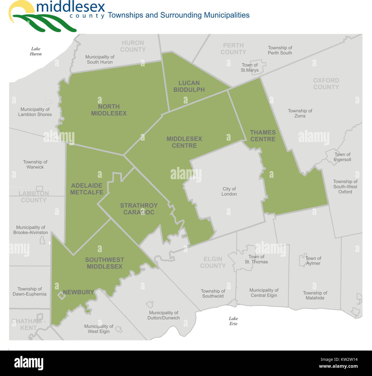 Carte du comté de Middlesex Banque D'Images