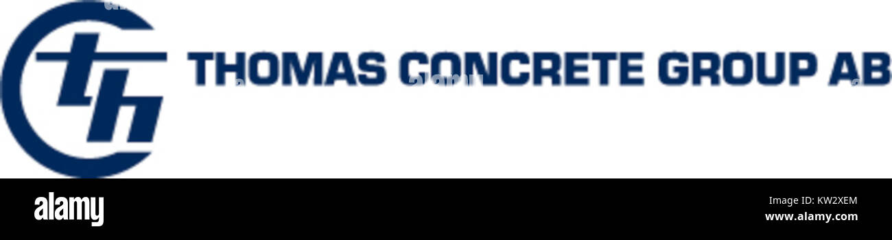 Une image représentant le logo de Thomas Concrete Group AB, une entreprise connue pour sa production de béton et ses services connexes. Banque D'Images
