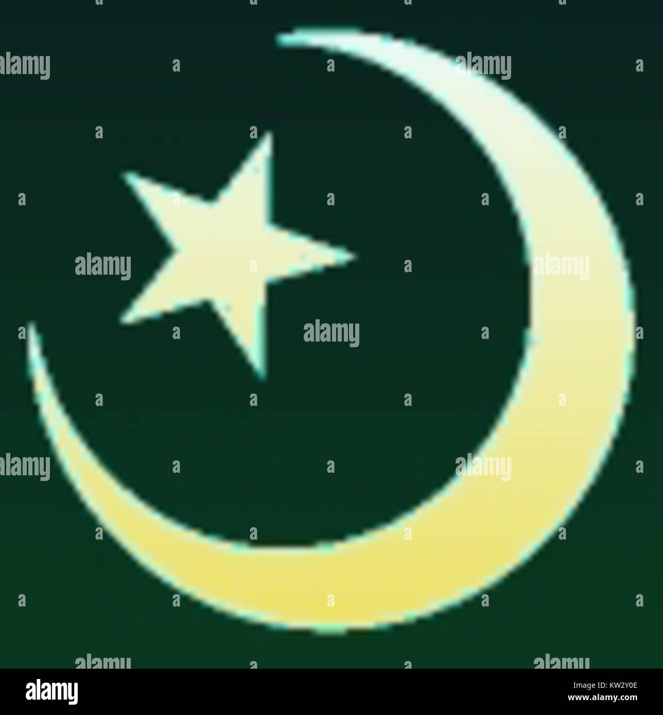 Symbole de l'Islam coloré se réfère probablement à une représentation d'un symbole islamique, peut-être le croissant de lune et l'étoile, dans une variété de couleurs. Cette image mettrait l'accent sur le symbolisme culturel et religieux islamique. Banque D'Images