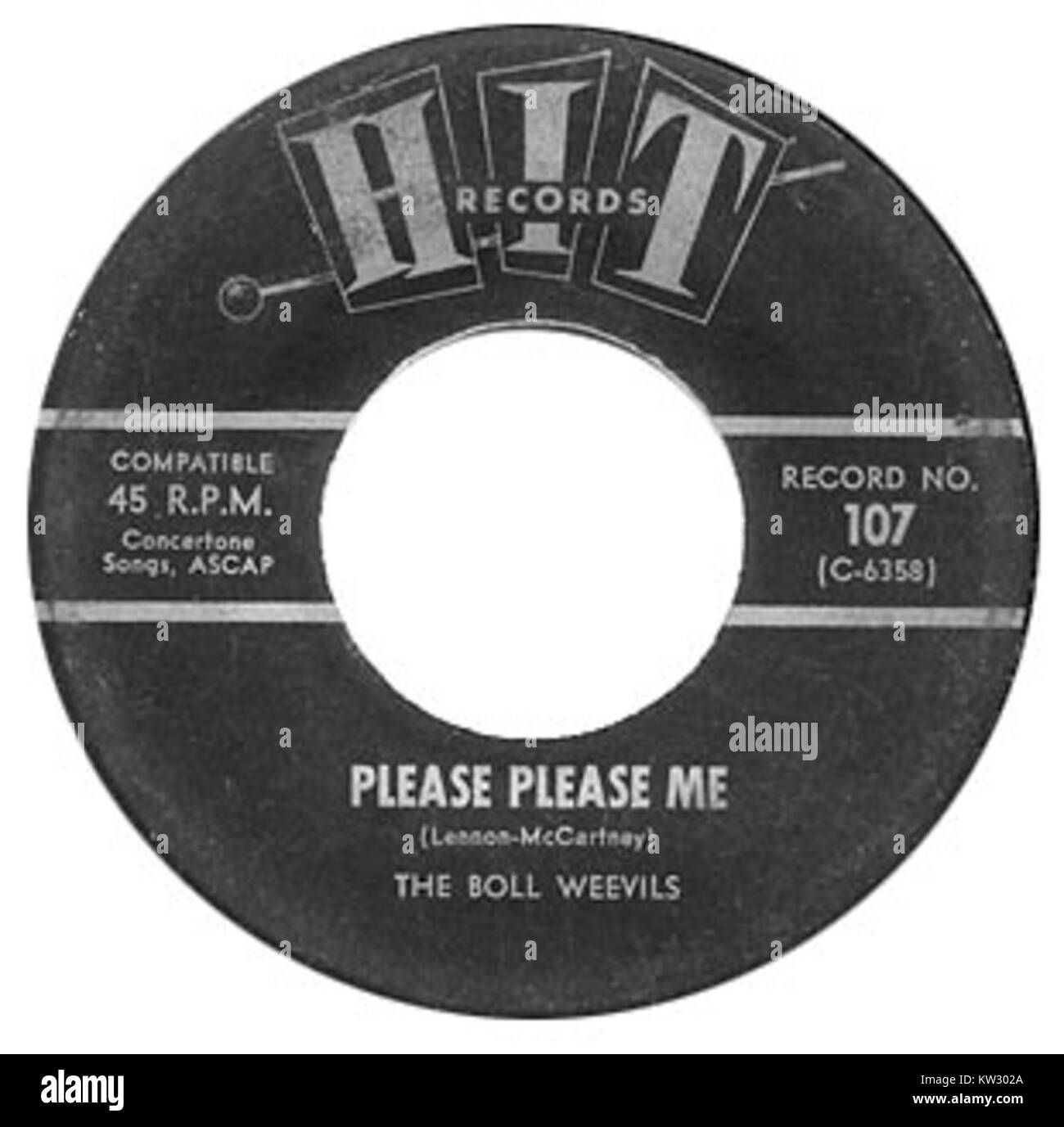 La pochette de *Please Please me*, le premier album des Beatles, sorti en 1963. L'album marque le début de la carrière réussie du groupe et a un impact significatif sur l'industrie musicale. Banque D'Images