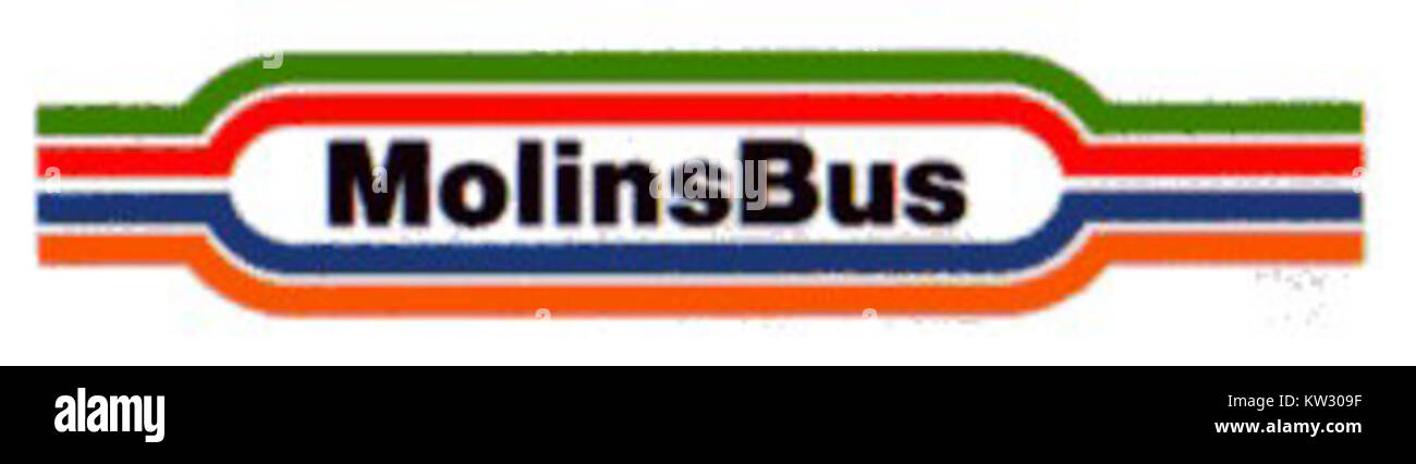 L'image présente le logo de MolinsBus, une entreprise spécialisée dans les services de transport par autobus. Le logo représente l'identité de marque et l'image publique de companyâ€™s. Banque D'Images