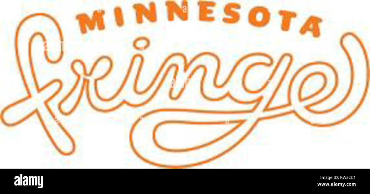 Le logo orange du Minnesota Fringe Festival représente le festival annuel des arts qui se tient dans le Minnesota. Le logo est un symbole de la célébration de l'événement du théâtre, de la danse et de divers arts de la scène dans la région. Banque D'Images