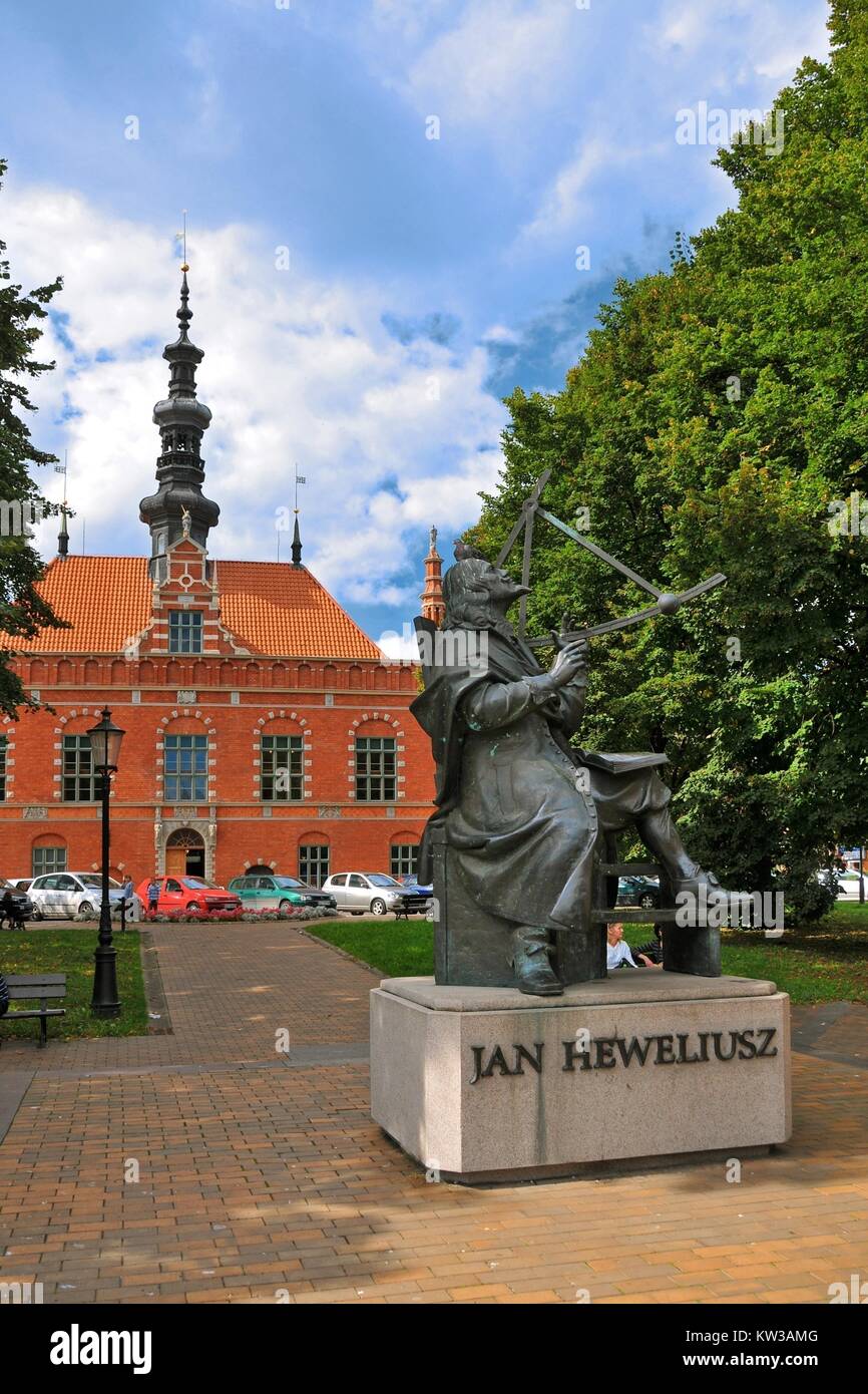 Monument de John Hevelius. Gdansk, Pologne, voïvodie. Banque D'Images