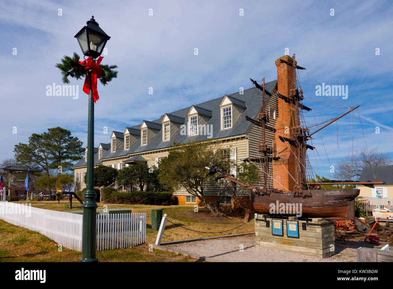 USA Virginia VA Musée Colonial Yorktown Watermens extérieur de la guerre révolutionnaire Banque D'Images