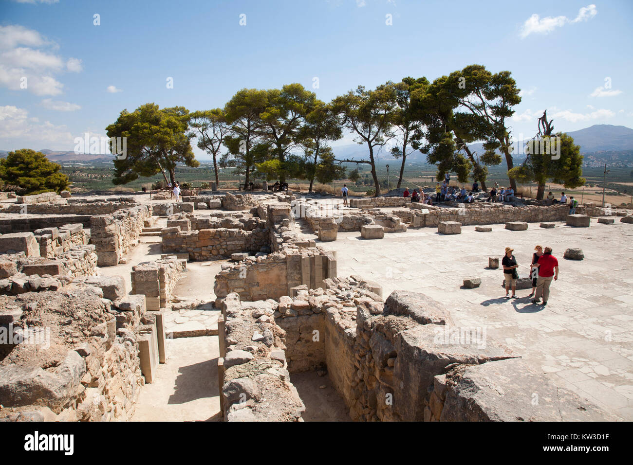 Cour centrale et région, Festos, zone archéologique, l'île de Crète, Grèce, Europe Banque D'Images