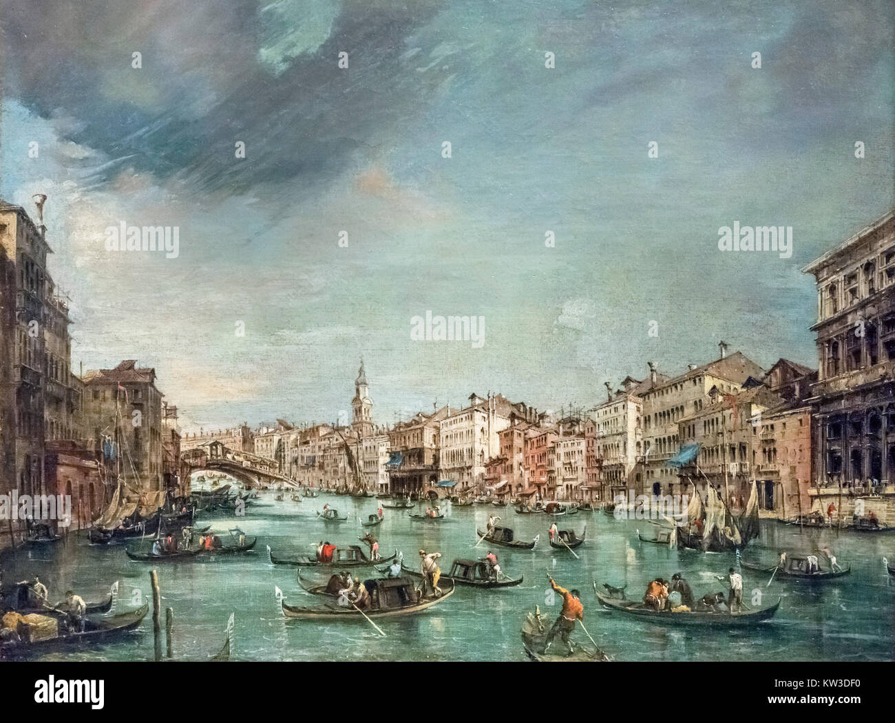 Vue sur le Grand Canal à la recherche en direction de Rialto avec Palais Grimani et Palazzo Marin par Francesco Guardi (1712-1793), huile sur toile, 1756-60 Banque D'Images