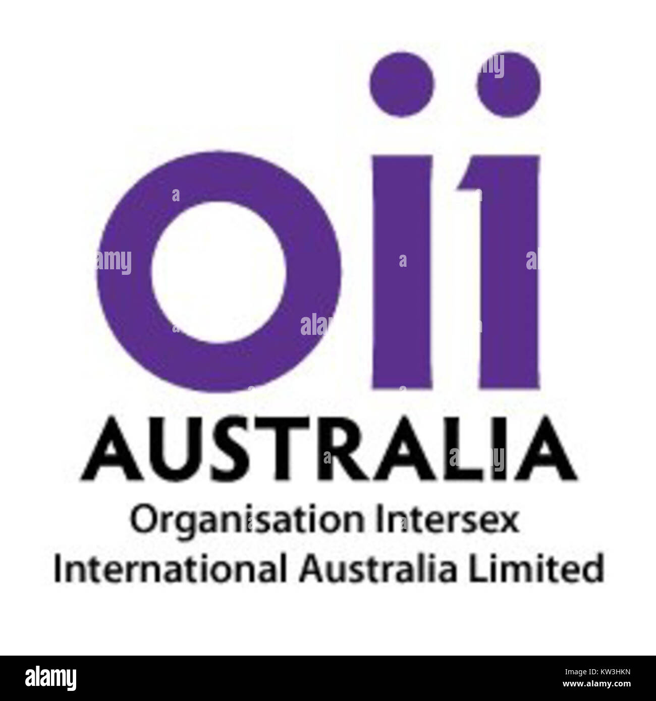 Logo de OII Australia, une organisation à but non lucratif qui soutient la communauté intersexuée en Australie, défend les droits, l'éducation et l'égalité sociale. Banque D'Images