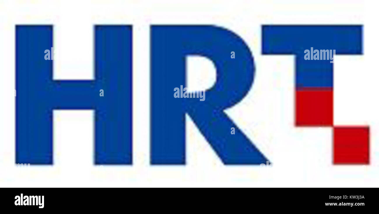 Le logo de la Hrvatska radiotelevizija (HRT) représente le service public national de radiodiffusion croate. Le logo reflète le rôle de l'institution dans la diffusion de programmes de télévision et de radio à travers la Croatie, et il incarne le paysage culturel et médiatique du pays. Banque D'Images