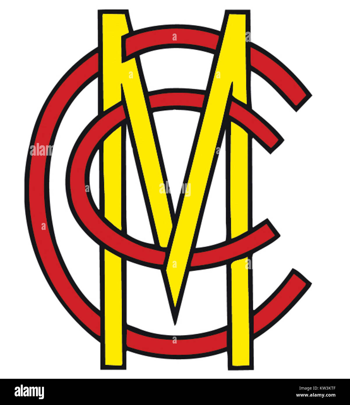 Le logo du Marylebone Cricket Club (MCC), représentant l’un des clubs de cricket les plus anciens et les plus prestigieux au monde, est connu pour son design emblématique. Le club, fondé en 1787, a son siège au Lord's Cricket Ground à Londres et joue un rôle crucial dans la gouvernance du cricket dans le monde entier. Banque D'Images
