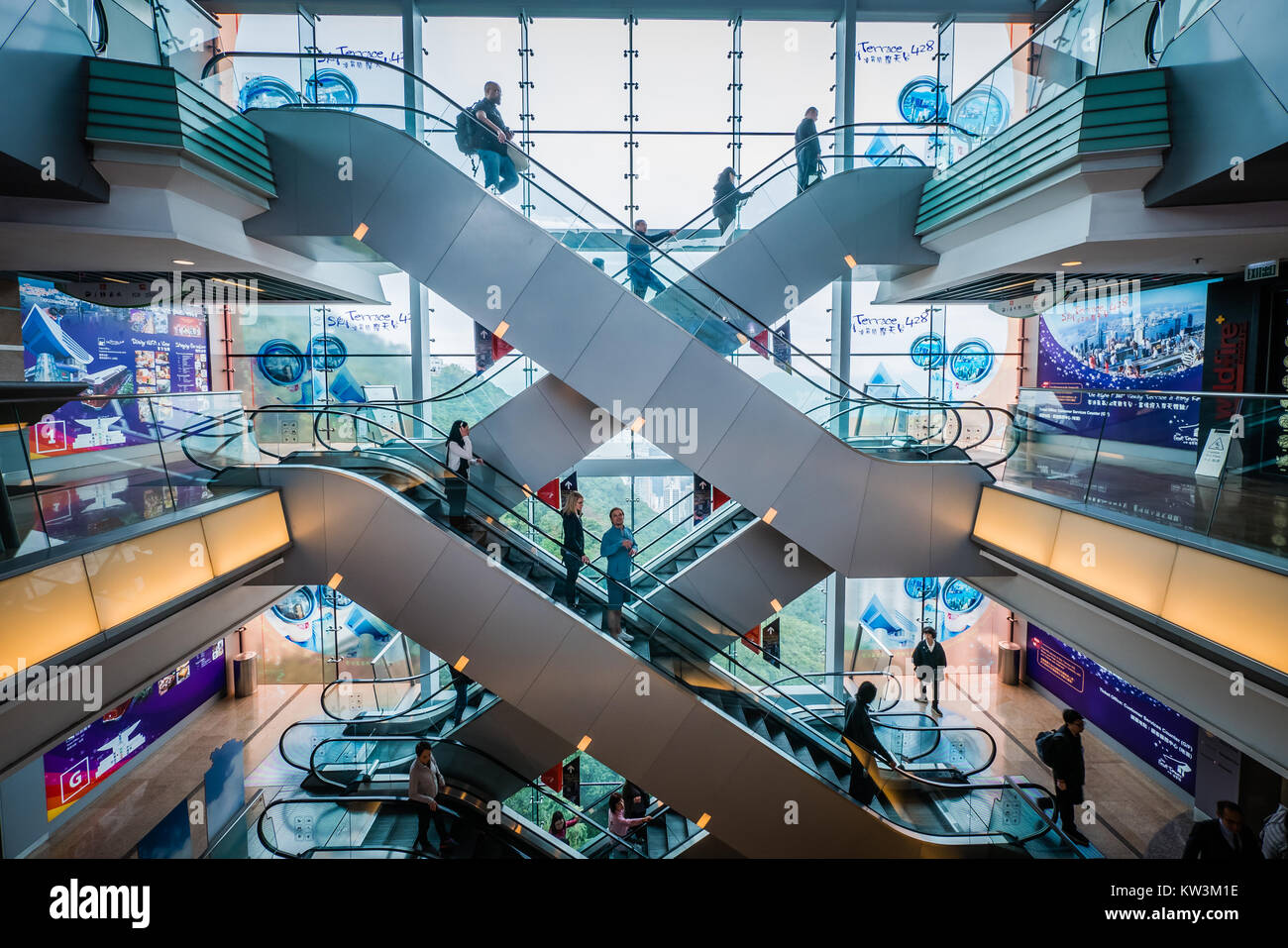 Centre commercial de hong kong escaliers mécaniques Banque D'Images