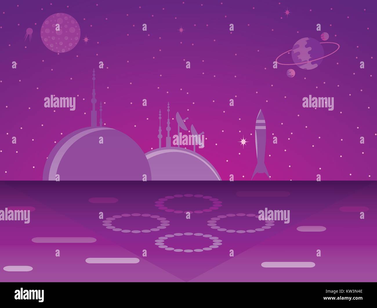 La base de l'espace sur la planète. La colonisation. Le futurisme. Vector illustration Illustration de Vecteur