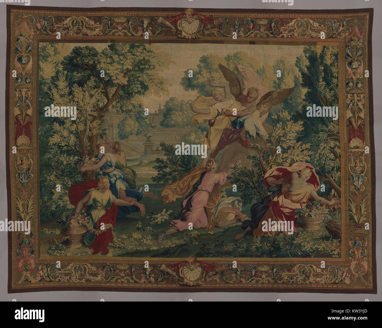L'œuvre représentant Boreas et Orithyia, tirée des « métamorphoses » d'Ovide, montre une scène mythologique illustrant l'interaction entre le Dieu du vent du nord et la princesse mortelle. Banque D'Images