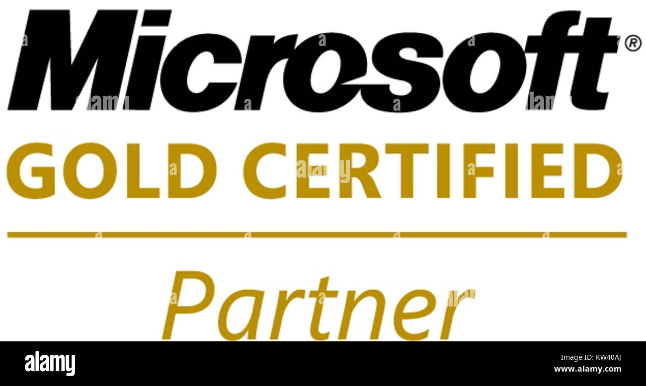 Le logo partenaires ou Microsoft fait référence au logo de partenariat entre Microsoft et ses partenaires Gold. Cette désignation représente un haut niveau de réussite et de reconnaissance dans le réseau de partenaires de Microsoftâ€™. Banque D'Images
