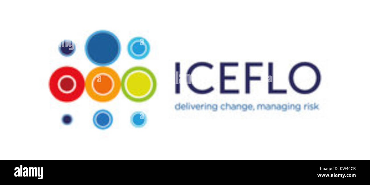 Le logo Iceflo, présenté dans son design en couleurs, symbolise l'identité de la marque companyâ€™, mettant l'accent sur l'innovation et la qualité dans l'industrie de la chaîne du froid. Le logo représente visuellement son engagement envers l'efficacité et le service. Banque D'Images