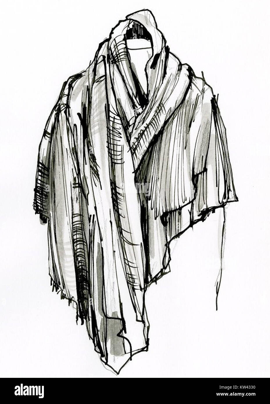 Ce dessin représente une couverture, se concentrant probablement sur sa texture, son motif et sa fonction. Les couvertures ont longtemps été un élément essentiel pour la chaleur et le confort, couramment représenté dans diverses formes d'art à travers l'histoire. Banque D'Images