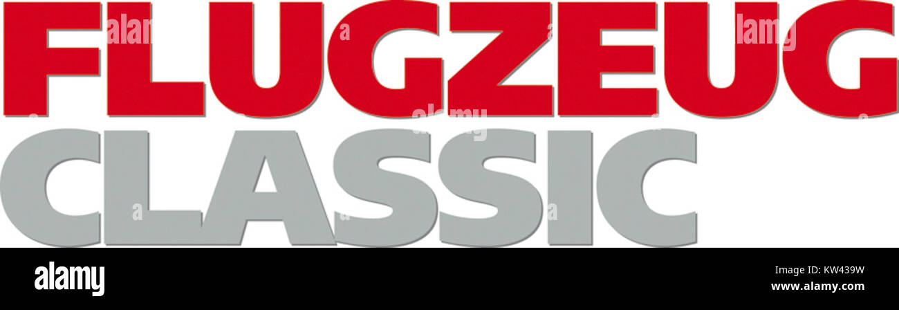 Le logo de FLUGZEUG CLASSIC, un magazine aéronautique, présente une typographie stylisée et des images liées aux avions classiques, reflétant l'accent mis par la publication sur l'aviation historique. Banque D'Images