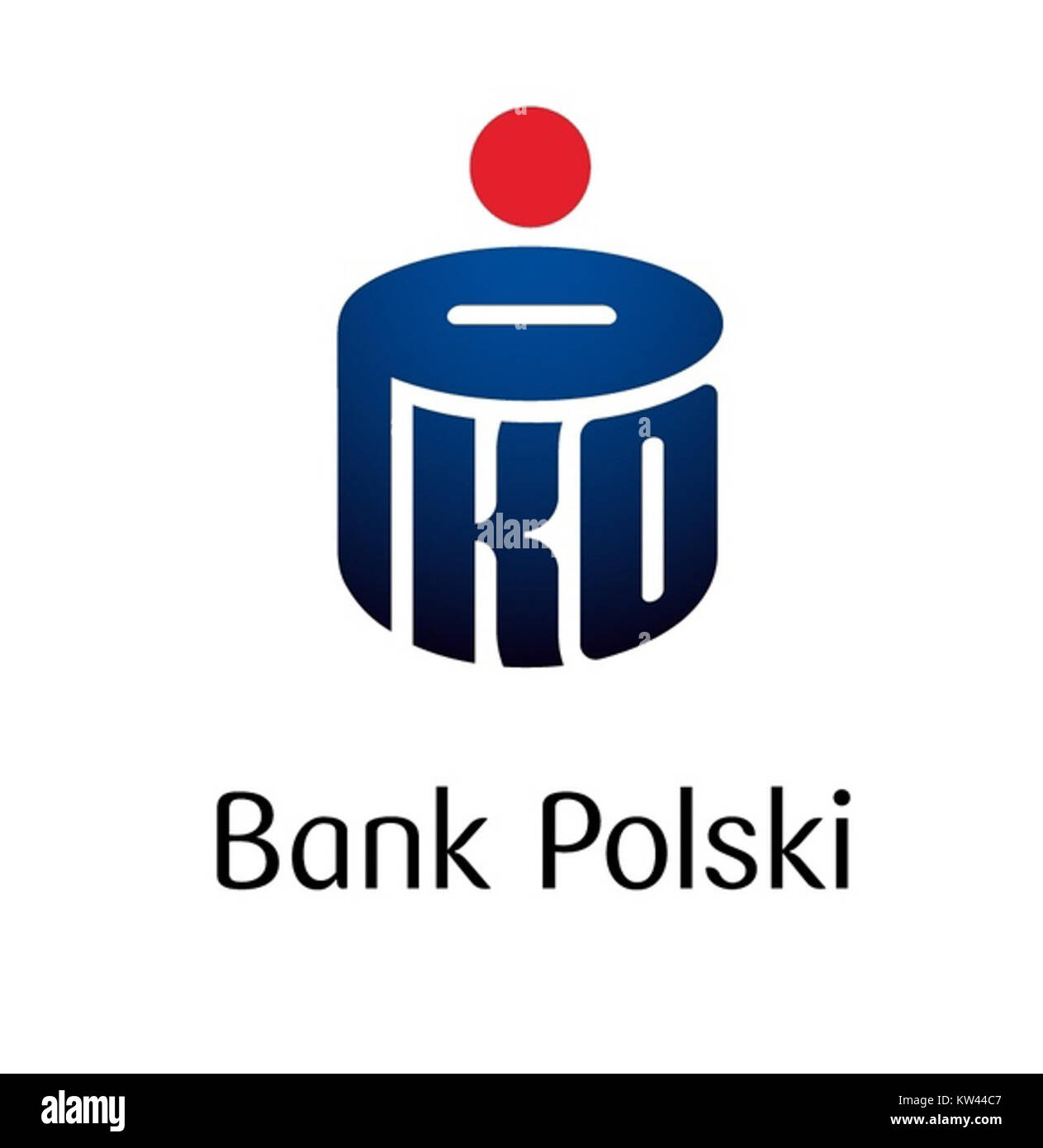 Le logo PKO BP représente l'une des plus grandes et des plus anciennes banques polonaises, symbolisant ses services financiers et sa présence historique dans le secteur bancaire polonais. Banque D'Images