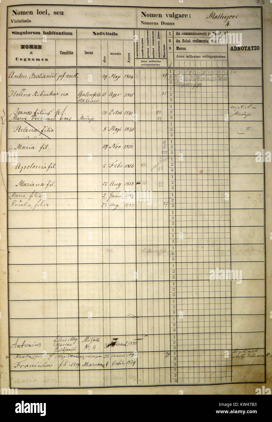 Le *Status animarum Dobrave 6* fait référence à un document historique ou à une inscription de Dobrava, possiblement lié à des questions religieuses ou sociétales. Cela signifie la préservation des documents culturels. Banque D'Images