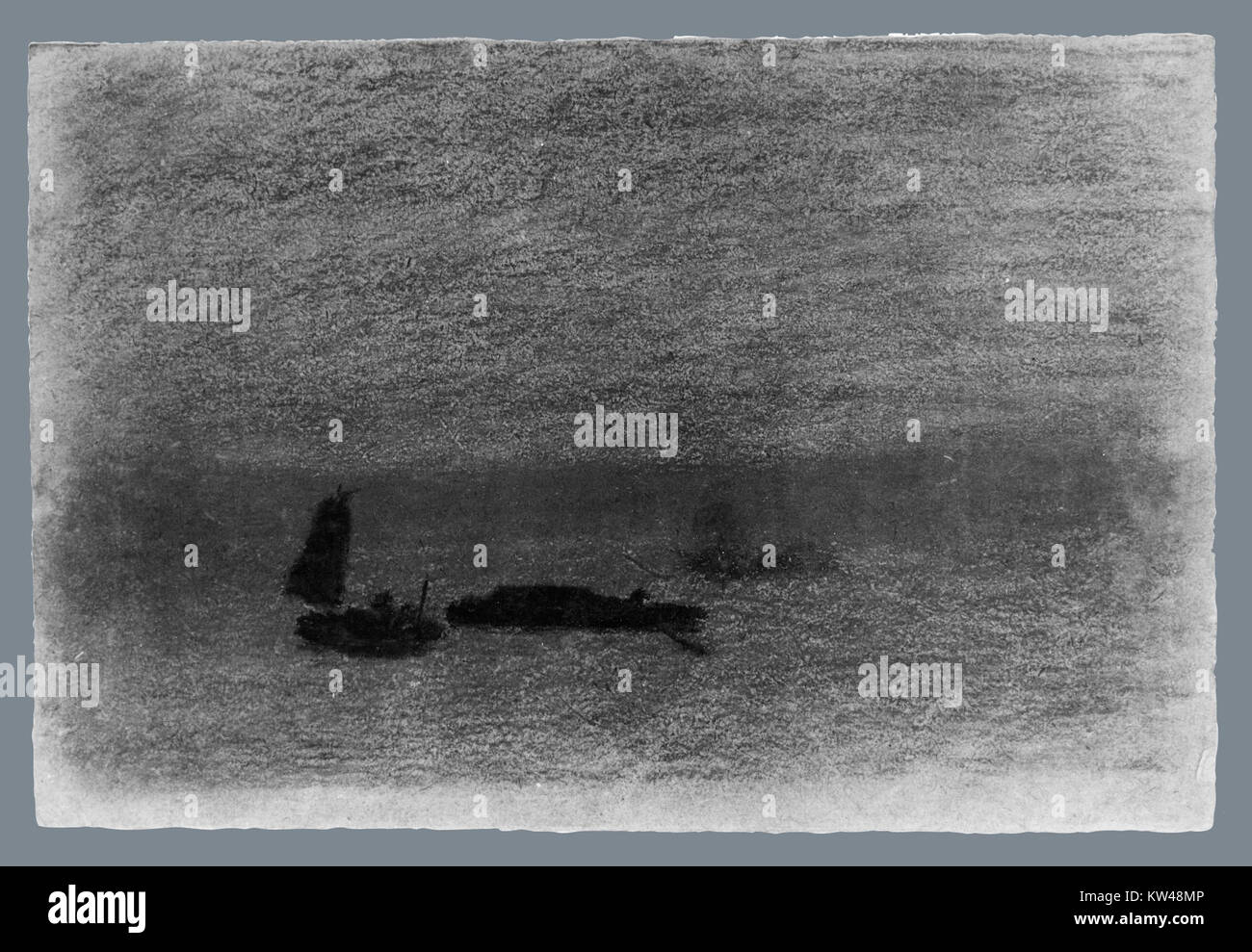 Boats at Night, une œuvre d'art de la collection du Metropolitan Museum of Art, capture la beauté sereine des bateaux sur l'eau la nuit. La pièce reflète l'ambiance calme et paisible des scènes d'eau nocturnes. Banque D'Images