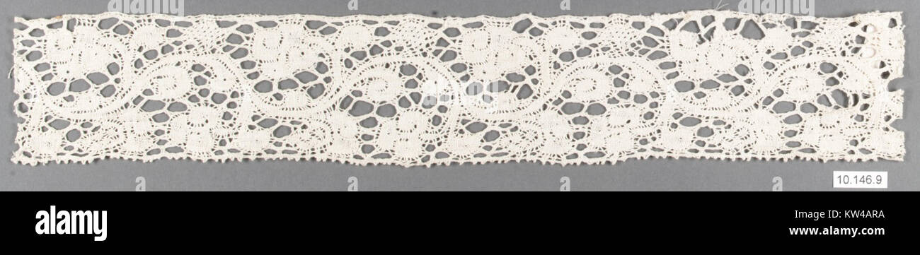 Photographie d'un morceau de dentelle canette de la collection MET, illustrant le savoir-faire complexe de la dentelle. Banque D'Images