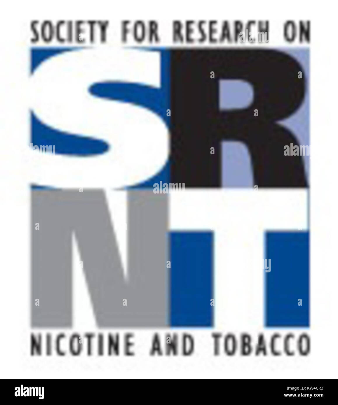 Logo de la Society for Research on nicotine and Tobacco, une organisation axée sur l'avancement de la recherche scientifique liée à la nicotine, au tabac et aux questions de santé publique. Banque D'Images
