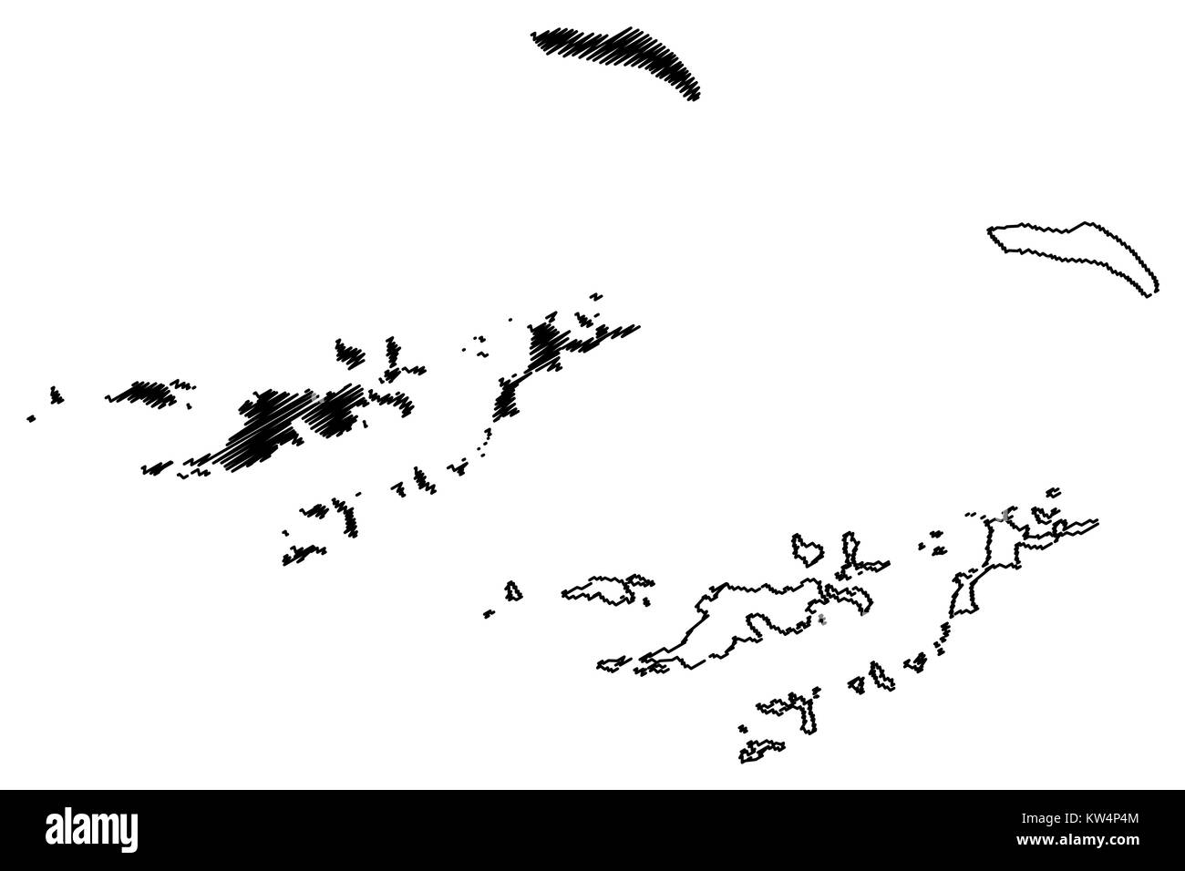 Îles Vierges britanniques map vector illustration, croquis gribouillis d'Îles Vierges Britanniques Illustration de Vecteur