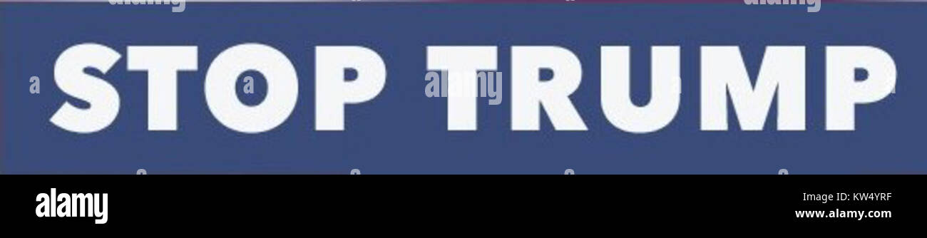 Il s’agit probablement d’une référence à un slogan politique ou à un mouvement s’opposant à Donald Trump. L'expression « Stop Trump » peut refléter un activisme politique ou une opposition à sa présidence. Banque D'Images