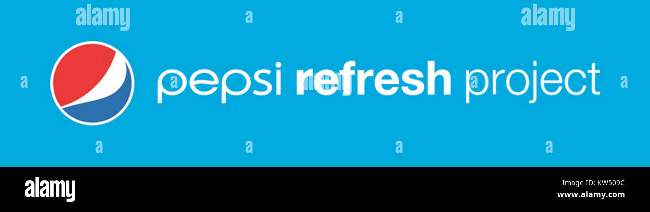 Le logo Pepsi Refresh Project, une initiative de responsabilité sociale de PepsiCo, visait à financer des projets communautaires qui ont eu un impact positif sur la société. Banque D'Images