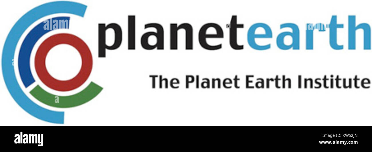 Logo du Planet Earth Institute, une ONG internationale et une association caritative engagée à accélérer la science et la technologie en Afrique, favorisant la collaboration entre experts pour relever les défis et les opportunités pressants sur le continent. Banque D'Images
