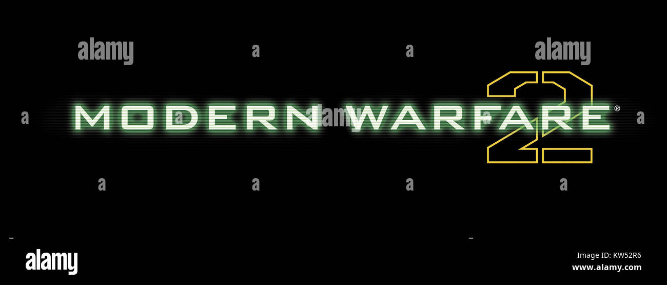 Le logo Modern Warfare 2 représente la marque du célèbre jeu vidéo de tir à la première personne, développé par Infinity Ward et sorti en 2009. Il fait partie de la série Call of Duty, connue pour son gameplay bourré d'action. Banque D'Images