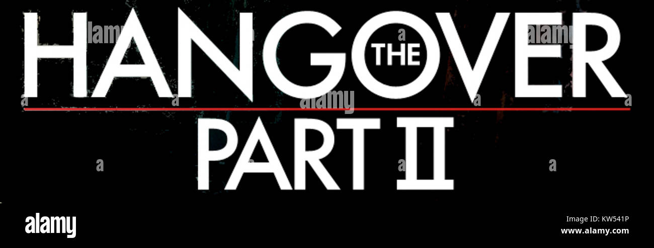 Le logo de *The Hangover part II*, un film comique de 2011 et la suite de *The Hangover*. Le film poursuit l’histoire de quatre amis qui vivent une aventure sauvage et chaotique lors d’un voyage en Thaïlande. Banque D'Images