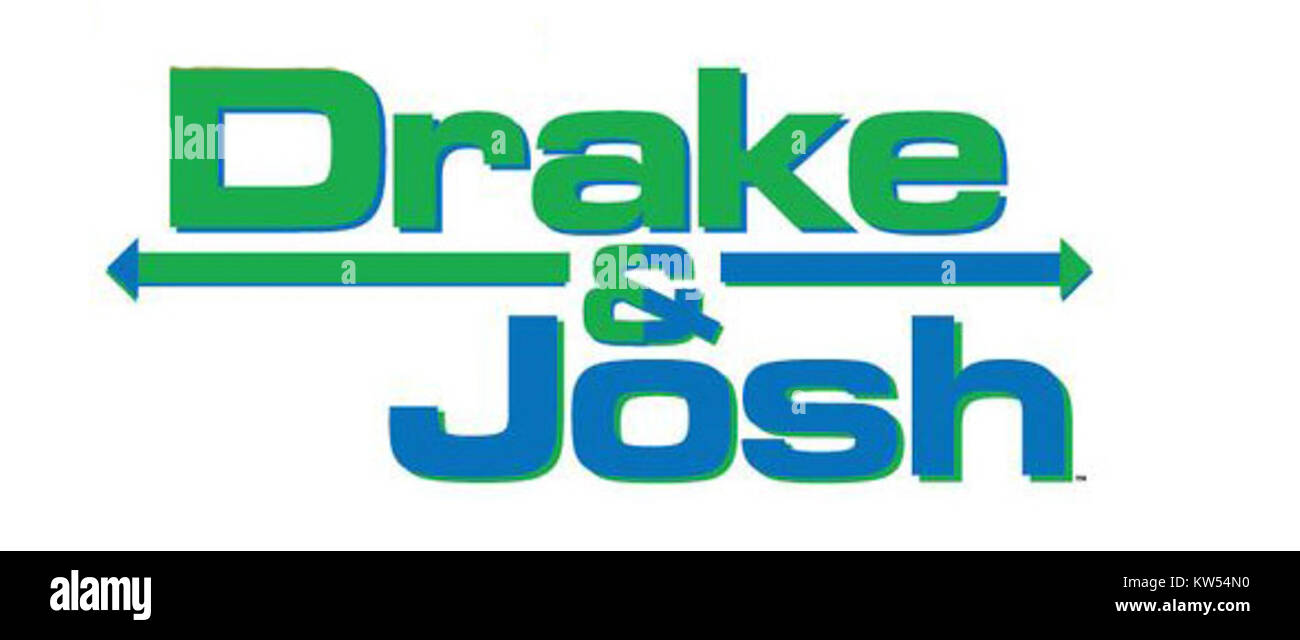 Le logo de l'émission de télévision 'Drake & Josh' représente cette sitcom américaine populaire. Il présente les personnages principaux et symbolise le ton comique et le public cible de la série. Banque D'Images