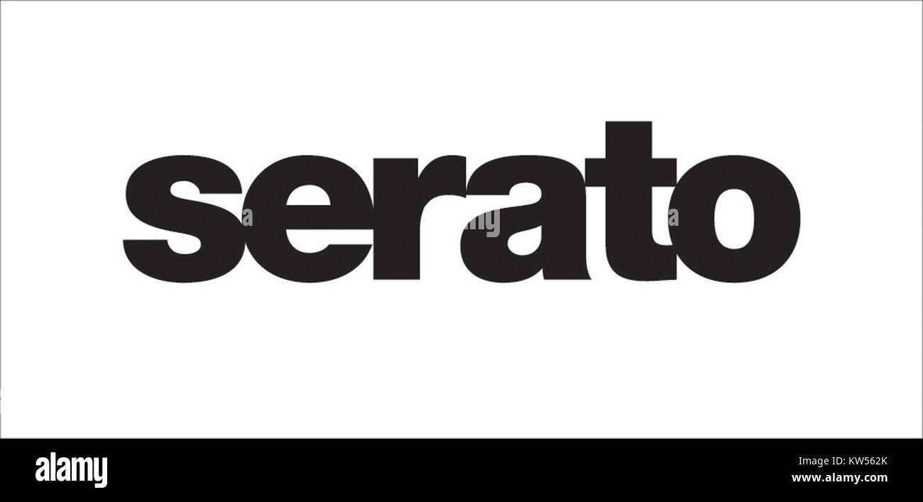 Le logo noir de Serato représente l'engagement de la marque envers les logiciels audio de haute qualité utilisés dans le DJing et la production musicale. Le logo est reconnu dans l'industrie de la musique. Banque D'Images