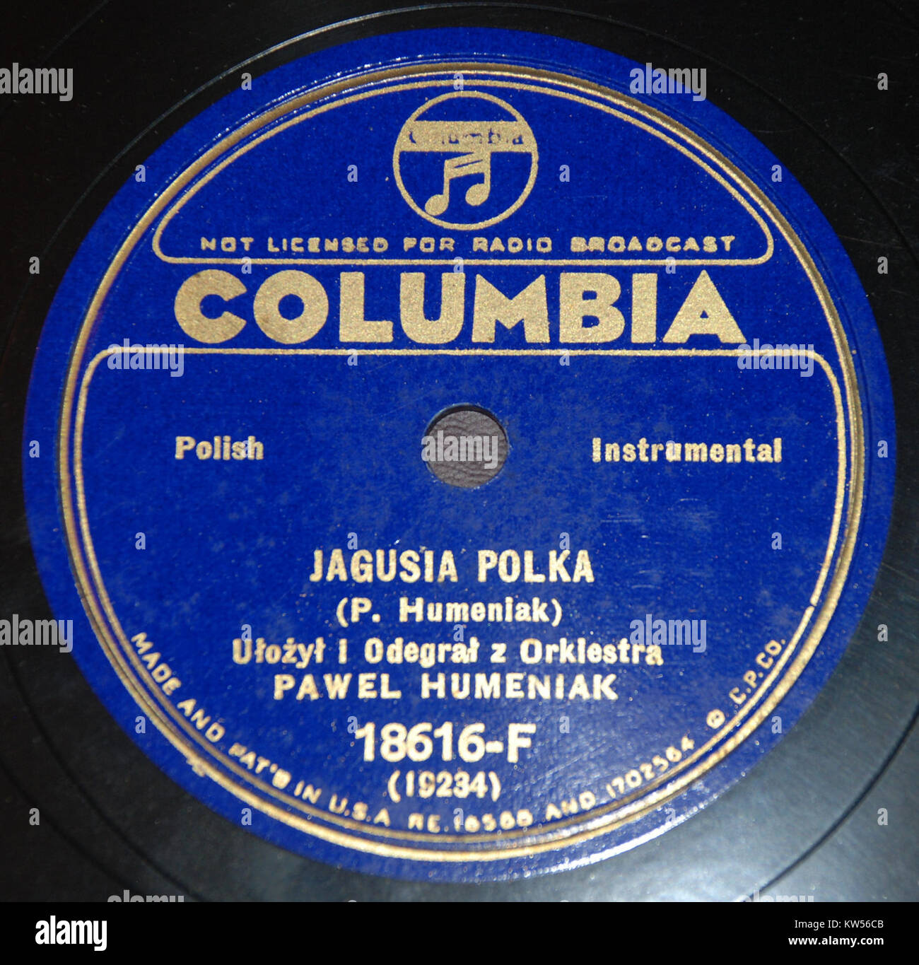 Une performance de Jagusia Polka de Pawel Humeniak, probablement un enregistrement musical ou une performance live du label Columbia, datant des années 1860 Banque D'Images