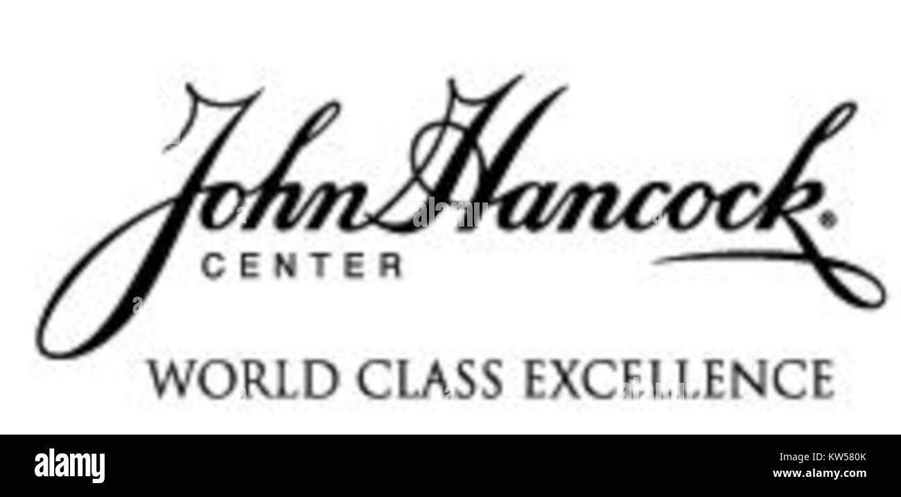 Le logo du John Hancock Center représente l'un des gratte-ciel emblématiques de Chicago, situé dans le centre-ville. Connu pour son design distinctif, il est un élément clé de l'horizon et de l'histoire architecturale de la ville. Banque D'Images