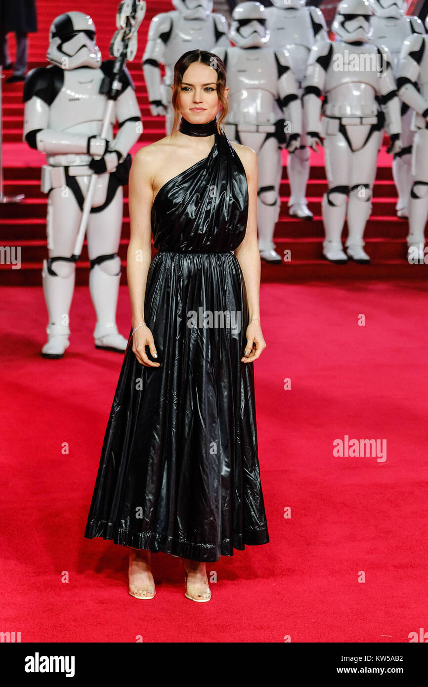 Ridley Daisy assiste à la première européenne de Star Wars Jedi - le dernier au Royal Albert Hall le mardi 12 décembre 2017. Sur la photo : Daisy Ridley. Banque D'Images