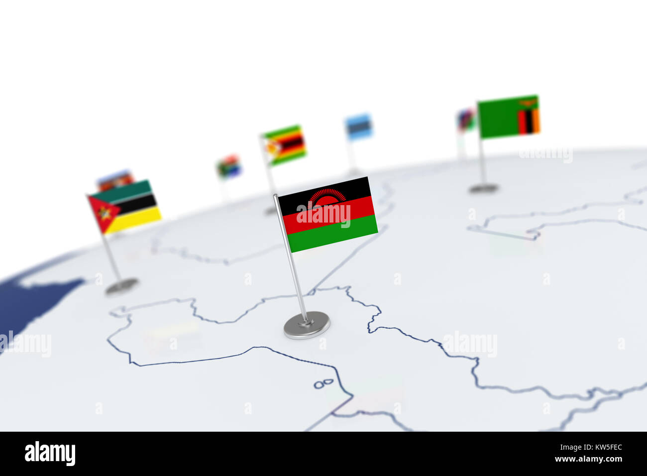 Malawi Drapeau Drapeau Du Pays Avec Mât De Chrome Sur La